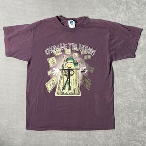 Vintage Belton Show Me The Money Graphic T-Shirt Purple Mens Large Made in USA